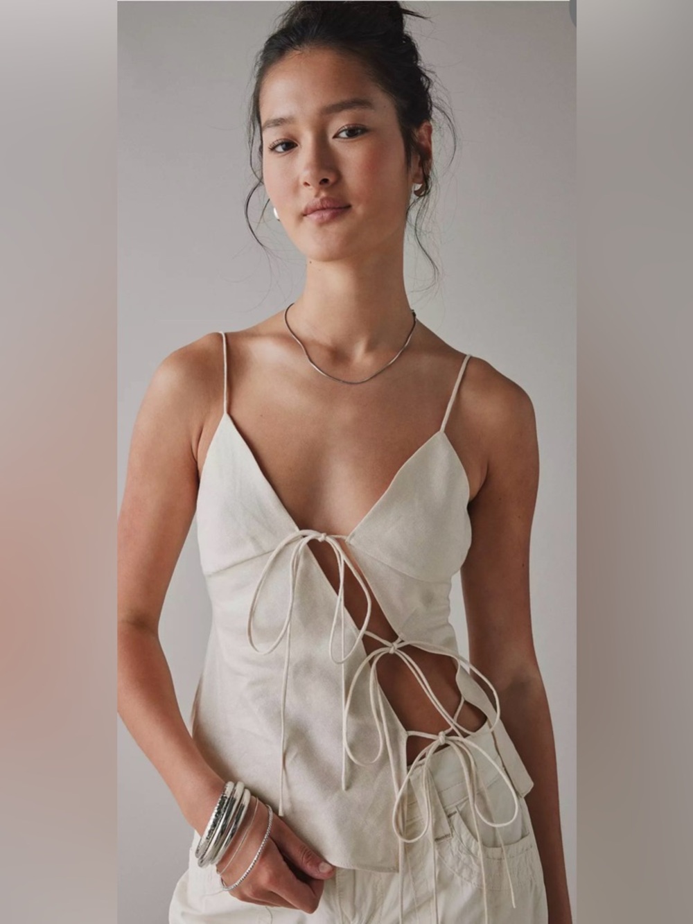 Lioness Cream Tie-Front Top